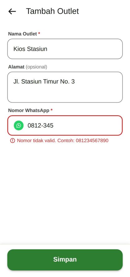 Layar Tambah Outlet